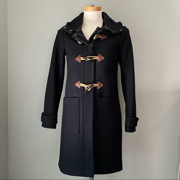 J.Crew Wool Hooded Toggle Peacoat